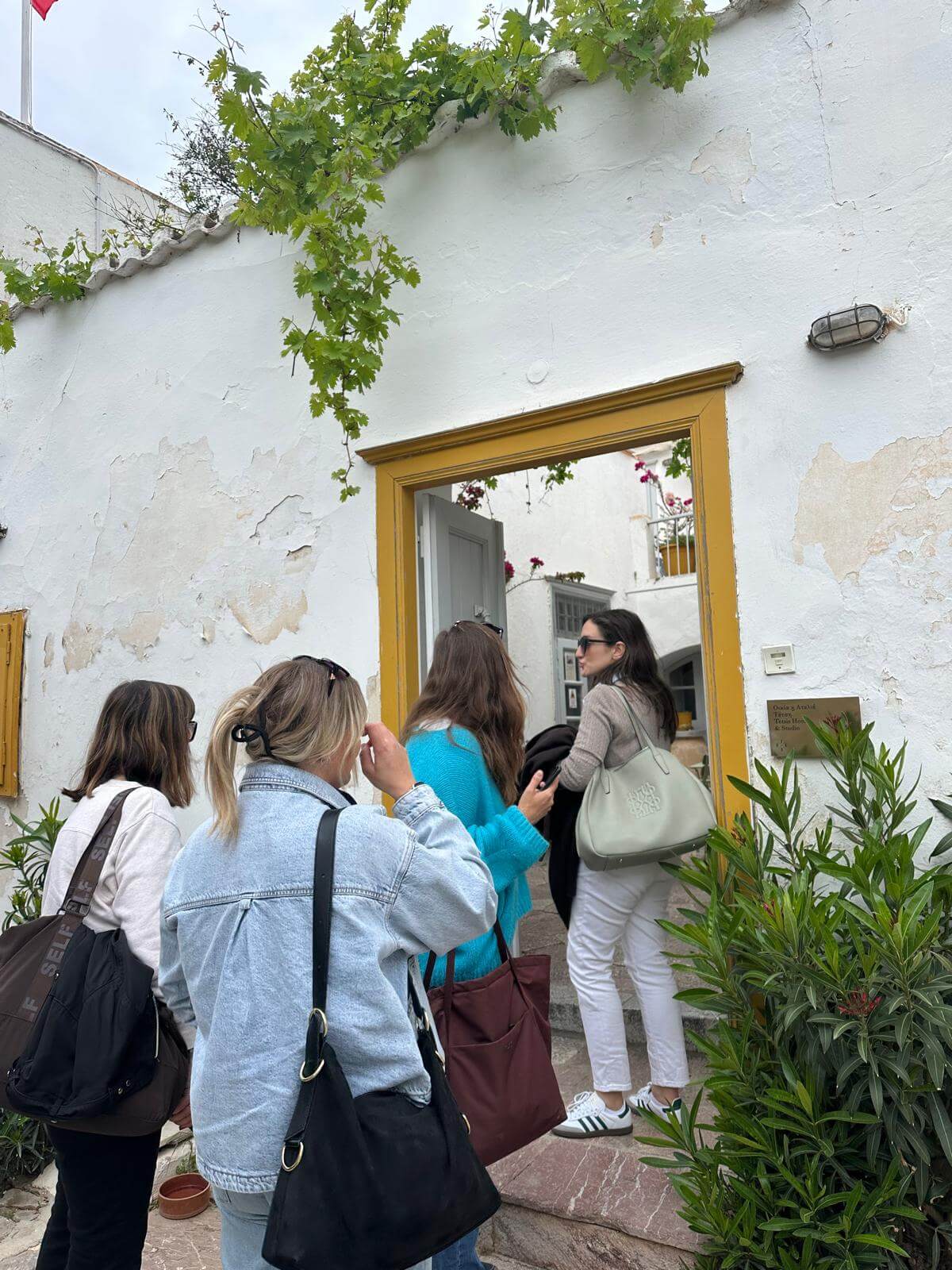 Students walking through Hydra during Greek immersion week